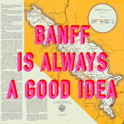 Banff Retro Pop Art Map Print (square) - Magic Posters