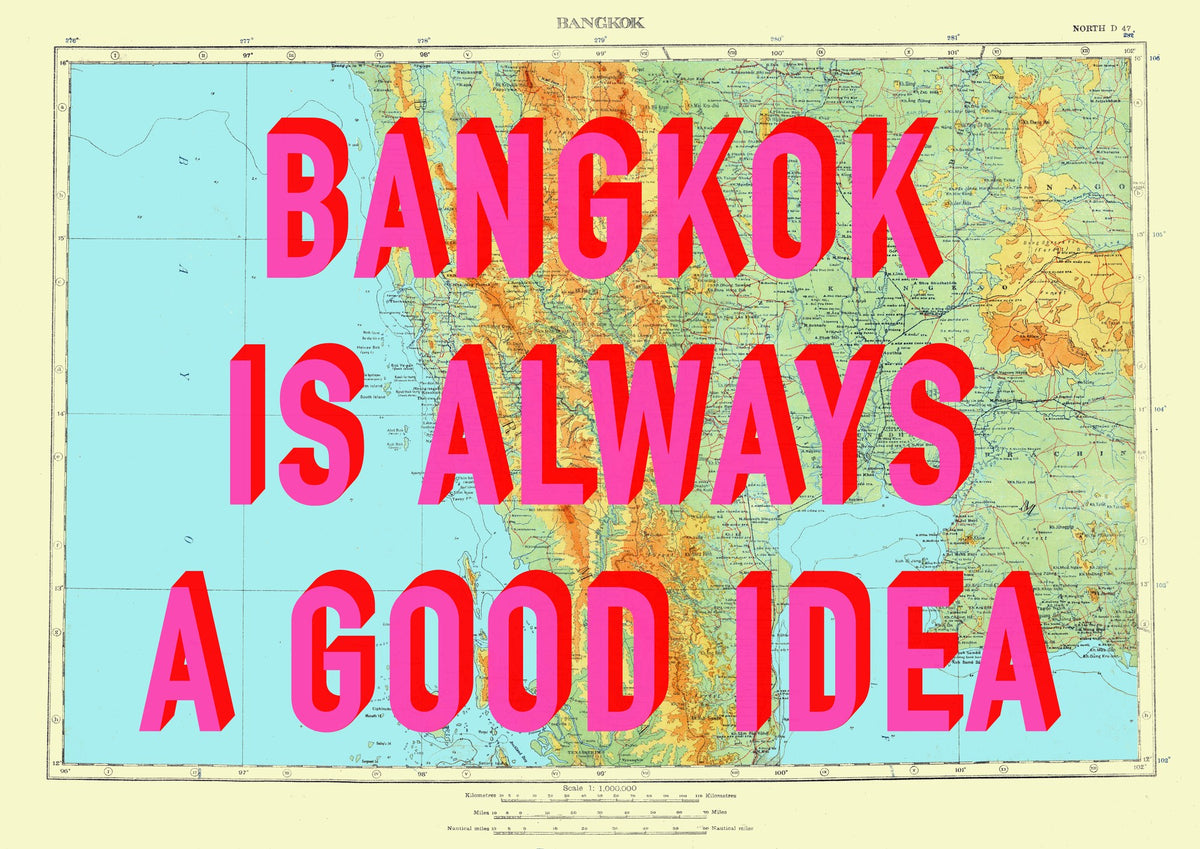 Bangkok Retro Pop Art Map Print (landscape) - Magic Posters