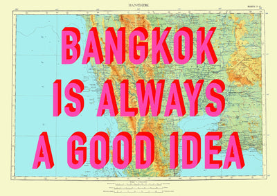 Bangkok Retro Pop Art Map Print (landscape) - Magic Posters