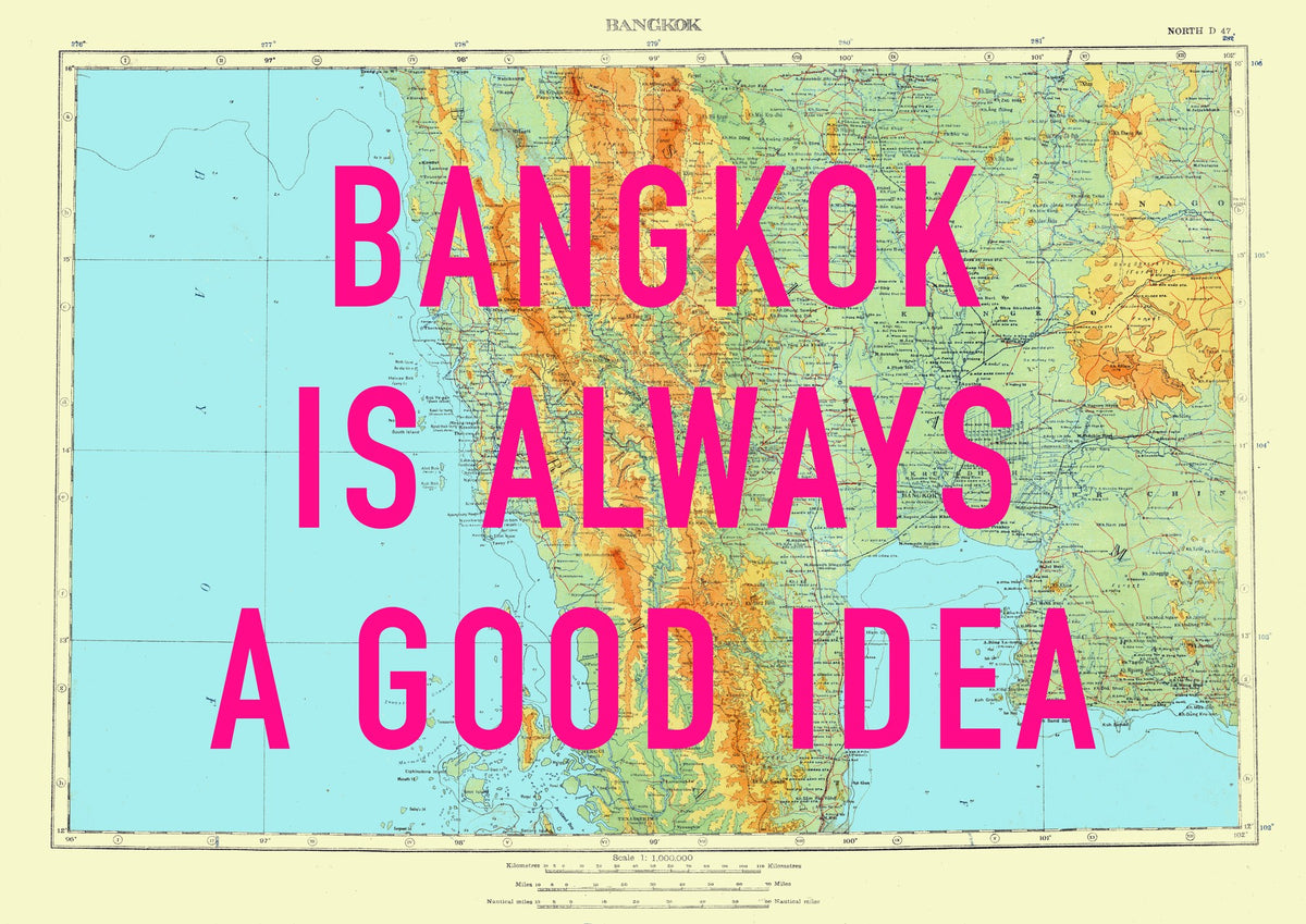 Bangkok Retro Pop Art Map Print (landscape) - Magic Posters