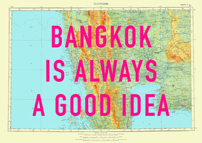 Bangkok Retro Pop Art Map Print (landscape) - Magic Posters