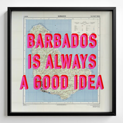 Barbados Retro Pop Art Map Print (square) - Magic Posters