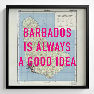 Barbados Retro Pop Art Map Print (square) - Magic Posters