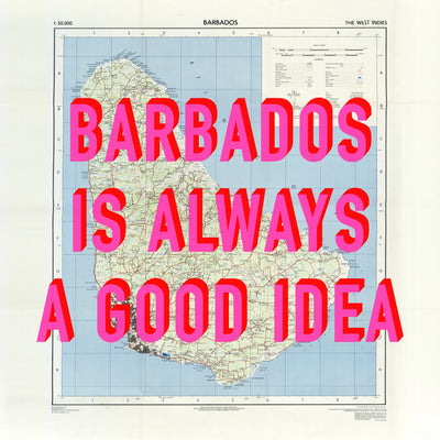 Barbados Retro Pop Art Map Print (square)