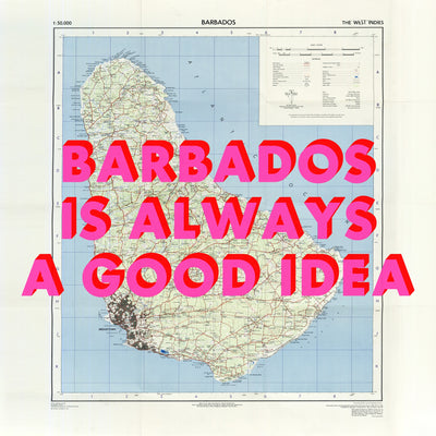Barbados Retro Pop Art Map Print (square)