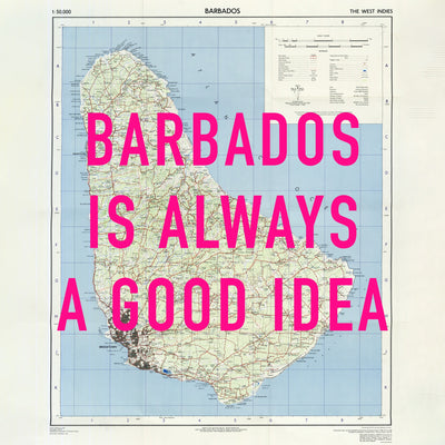 Barbados Retro Pop Art Map Print (square)