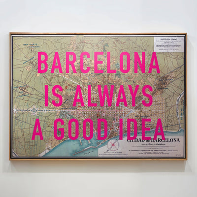 Barcelona Retro Pop Art Map Print (landscape) - Magic Posters