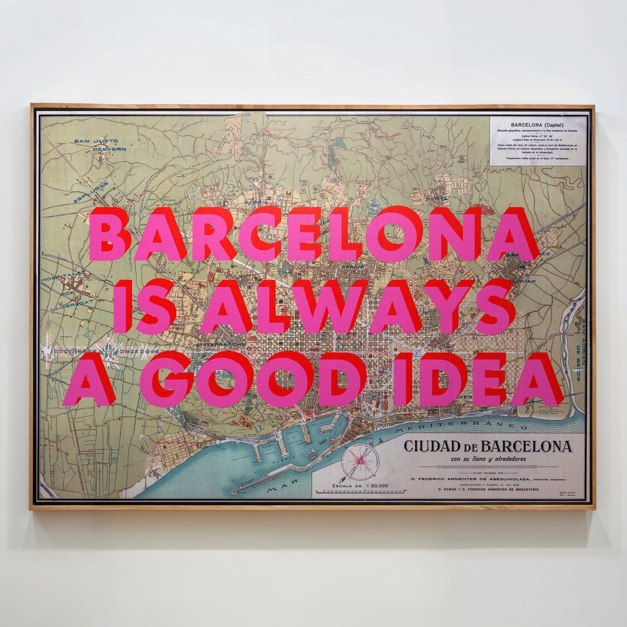 Barcelona Retro Pop Art Map Print (landscape) - Magic Posters