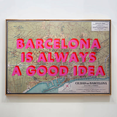 Barcelona Retro Pop Art Map Print (landscape) - Magic Posters