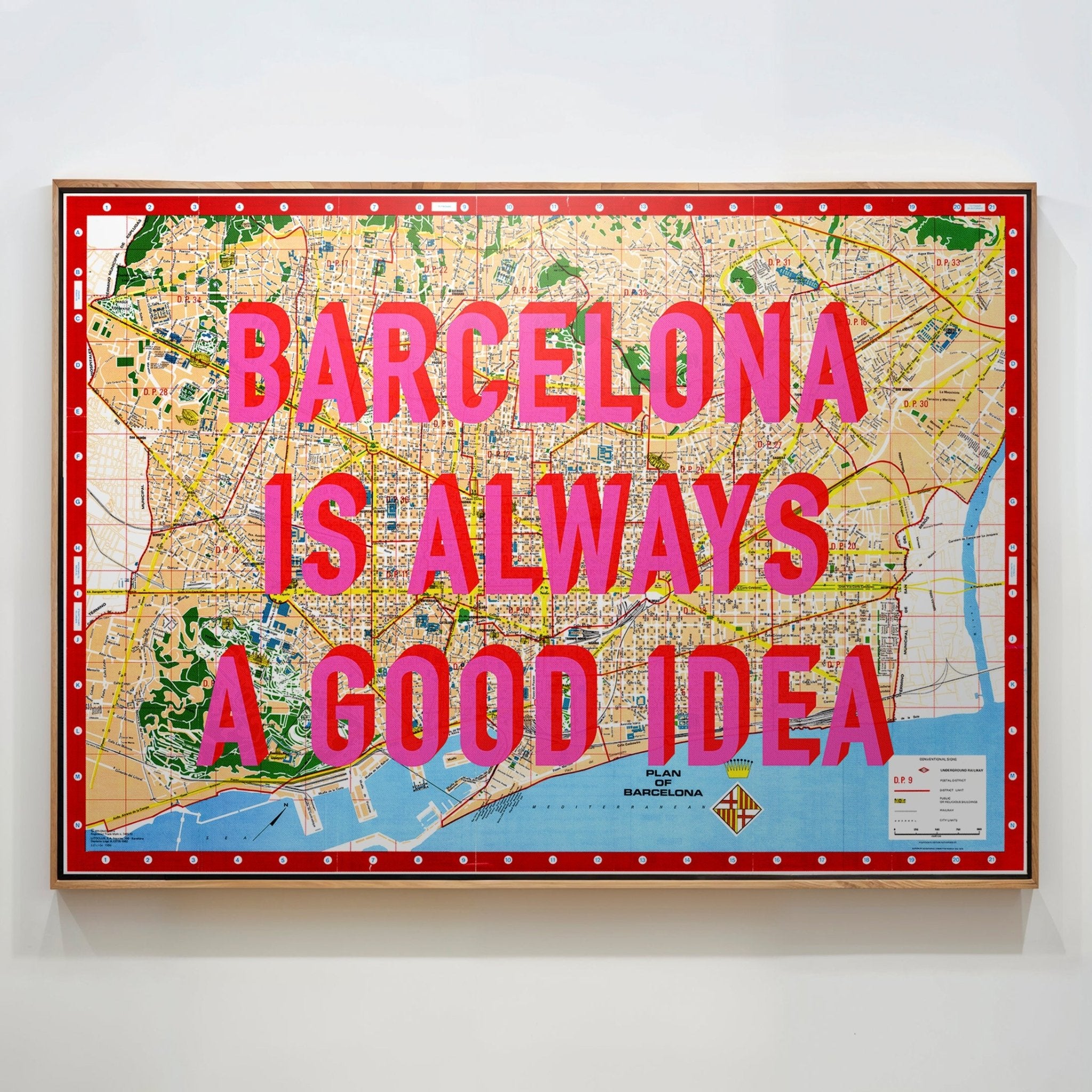 Barcelona Retro Pop Art Map Print (landscape V2) - Magic Posters