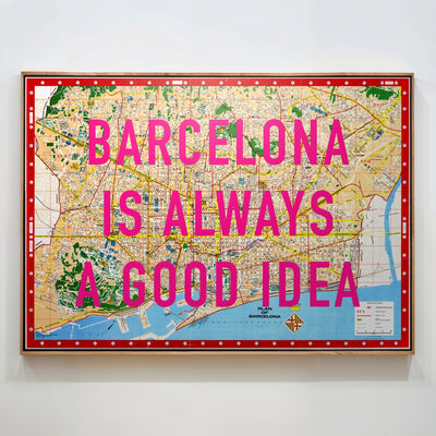 Barcelona Retro Pop Art Map Print (landscape V2) - Magic Posters