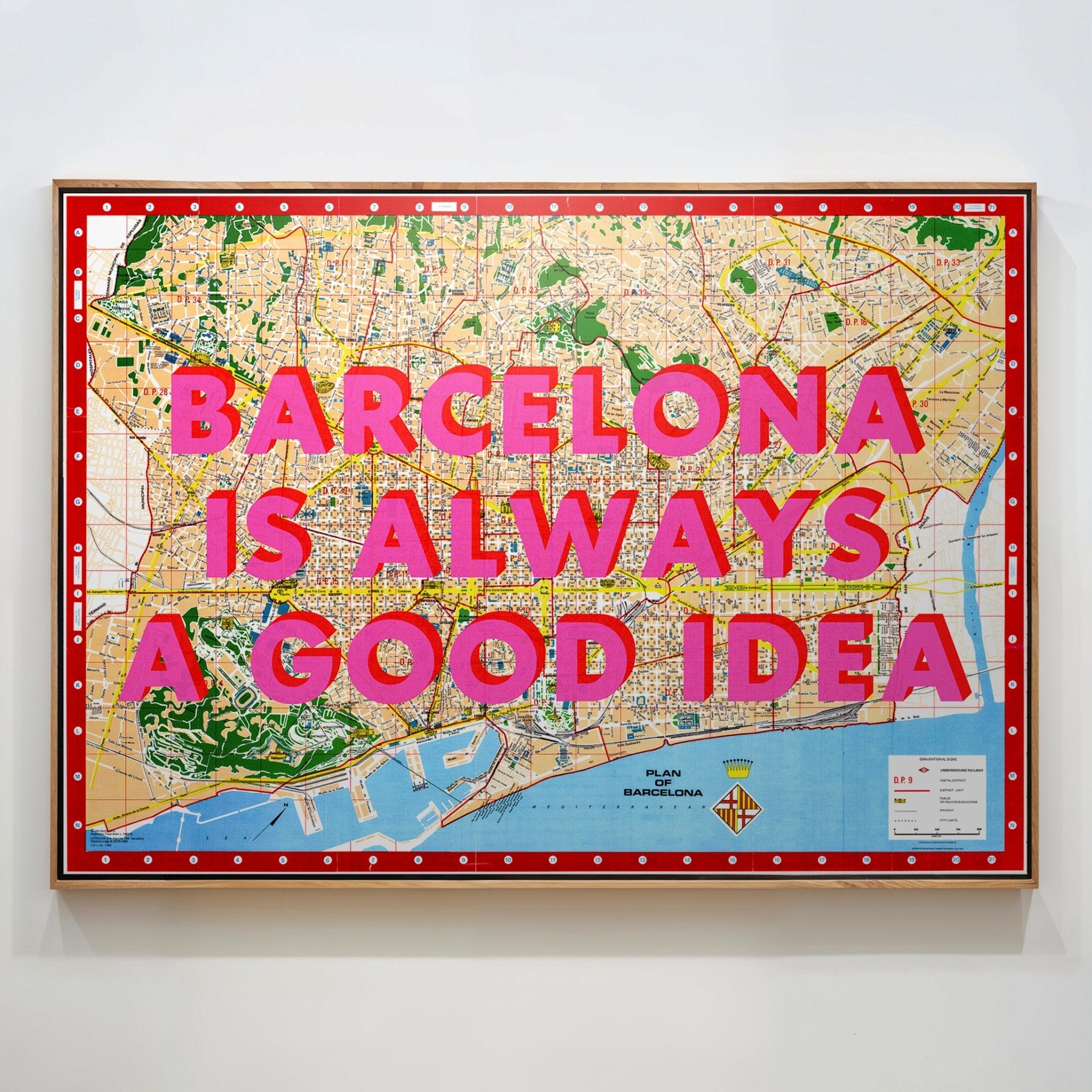 Barcelona Retro Pop Art Map Print (landscape V2) - Magic Posters