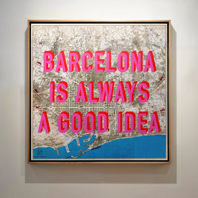 Barcelona Retro Pop Art Map Print (square) - Magic Posters