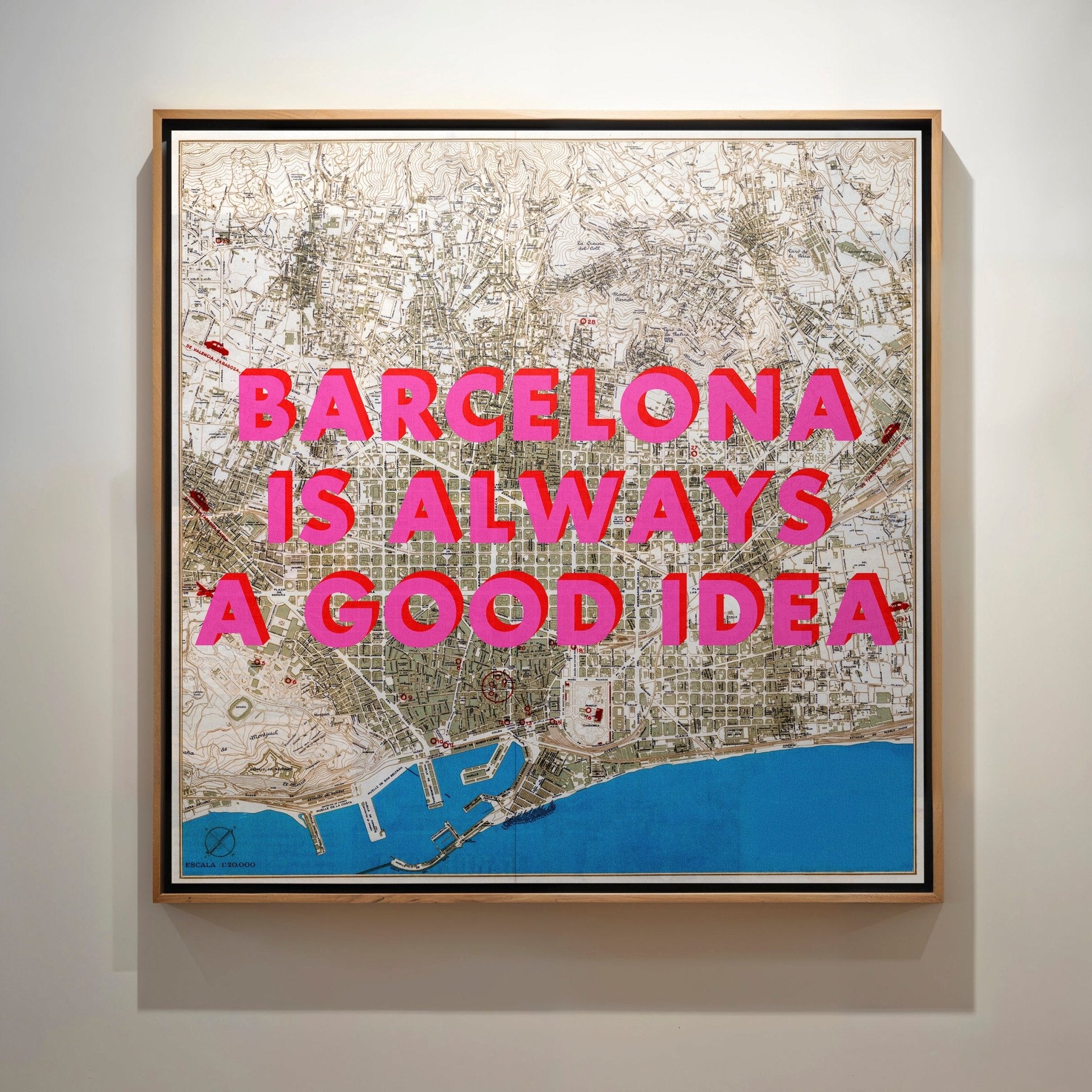 Barcelona Retro Pop Art Map Print (square) - Magic Posters