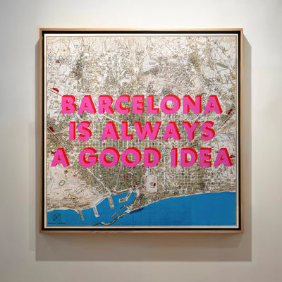 Barcelona Retro Pop Art Map Print (square) - Magic Posters