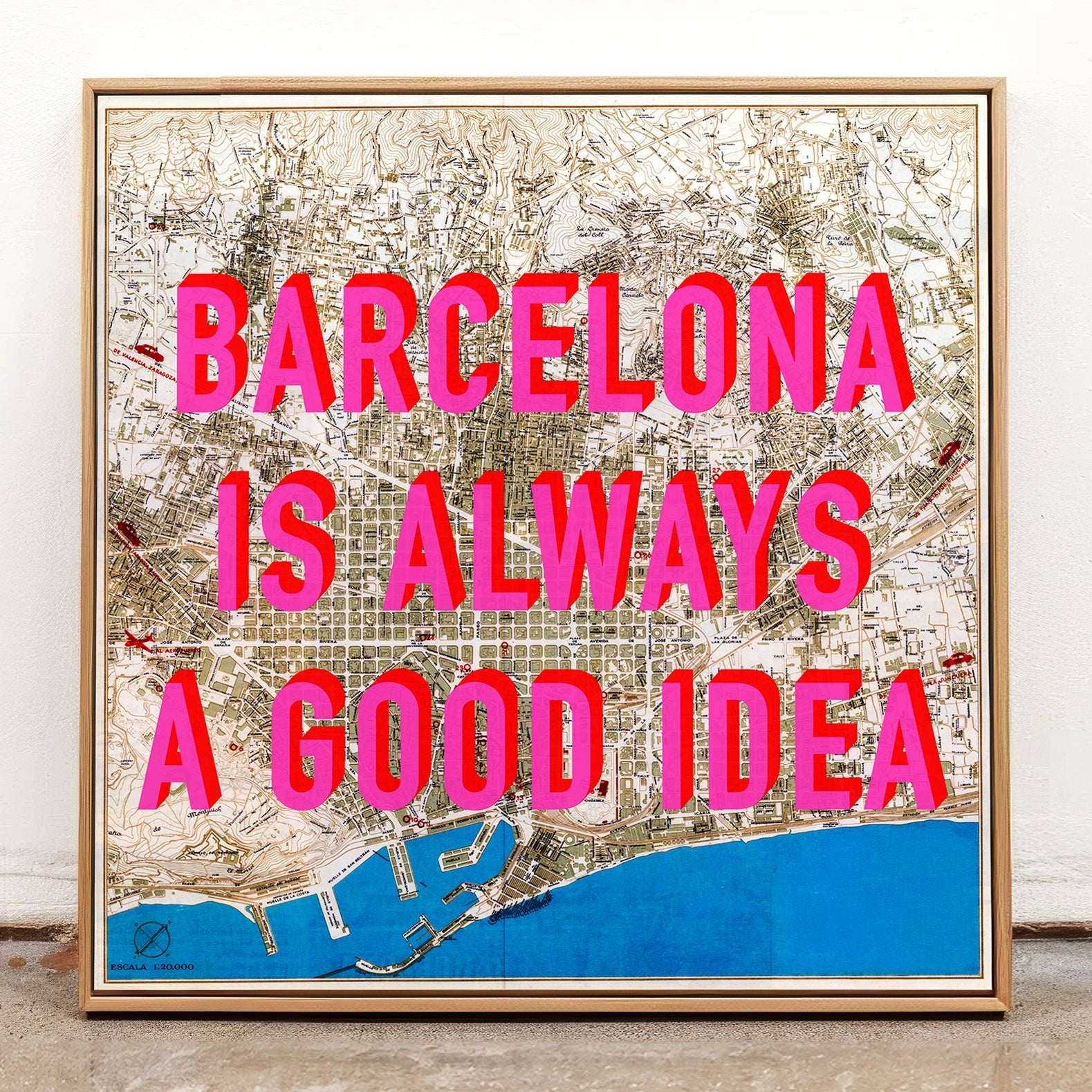 Barcelona Retro Pop Art Map Print (square) - Magic Posters