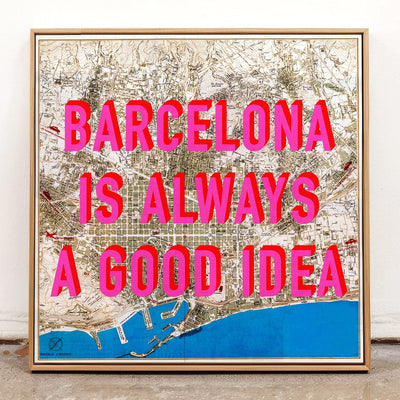 Barcelona Retro Pop Art Map Print (square) - Magic Posters