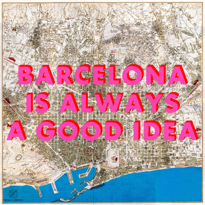 Barcelona Retro Pop Art Map Print (square)