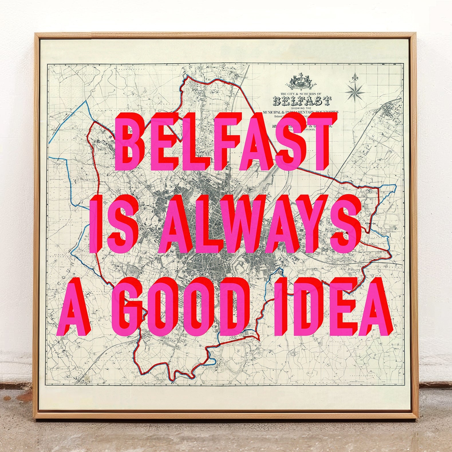 Belfast Retro Pop Art Map Print - Magic Posters