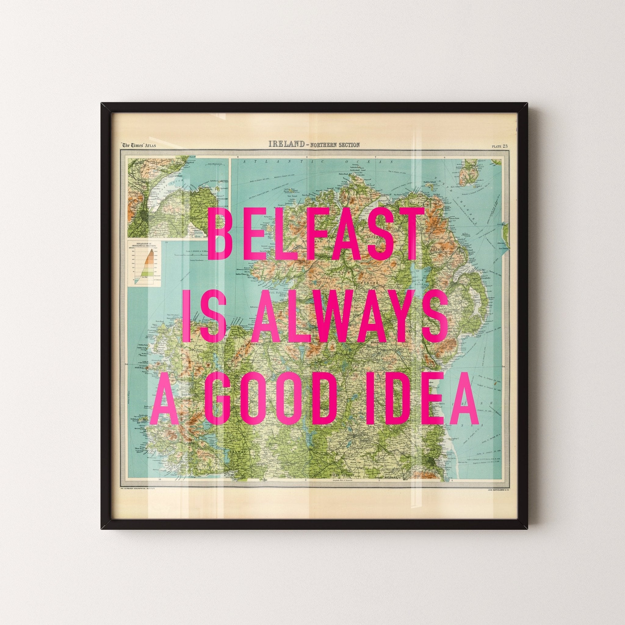 Belfast Retro Pop Art Map Print - Magic Posters