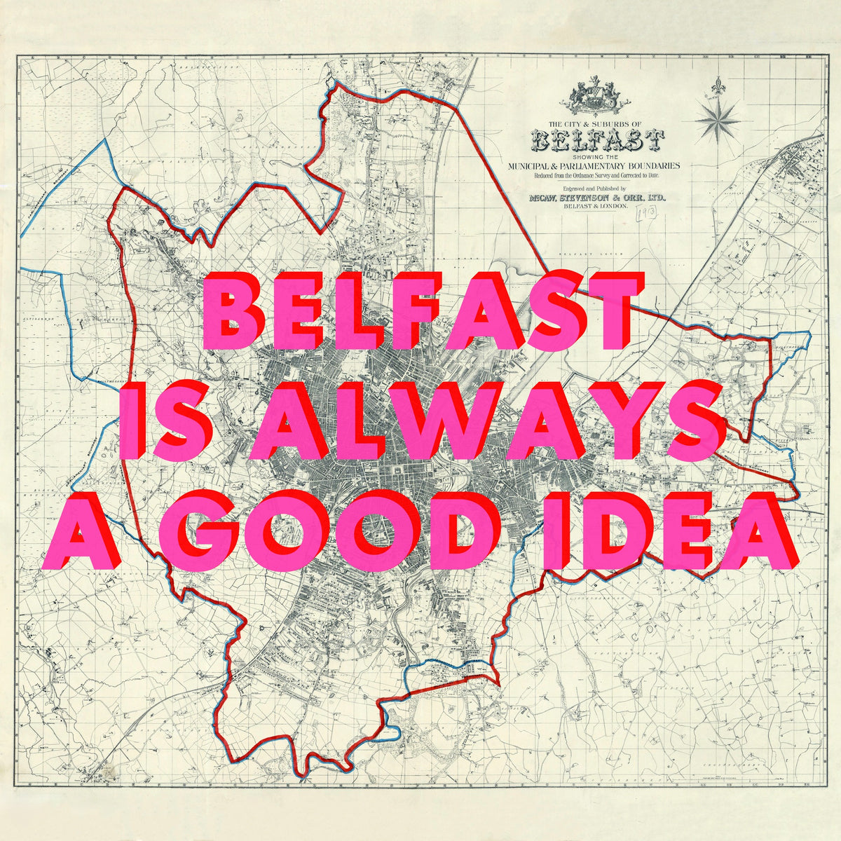 Belfast Retro Pop Art Map Print