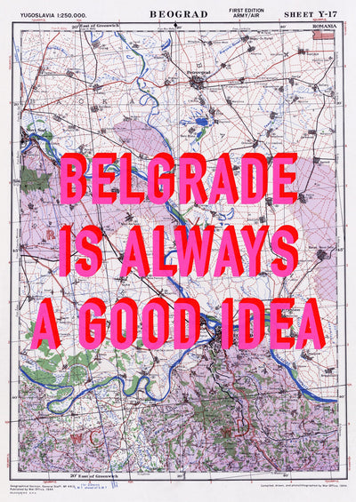 Belgrade Retro Pop Art Map Print (portrait) - Magic Posters