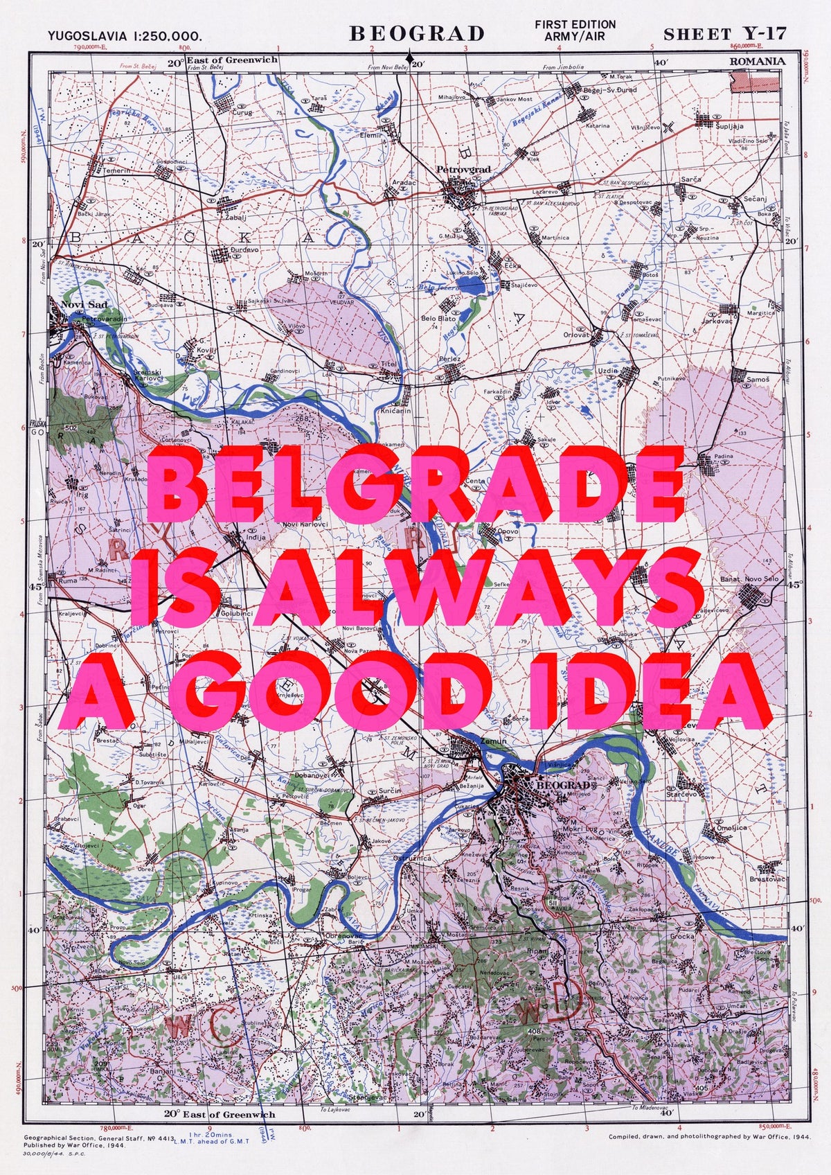 Belgrade Retro Pop Art Map Print (portrait) - Magic Posters