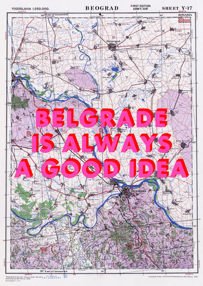 Belgrade Retro Pop Art Map Print (portrait) - Magic Posters