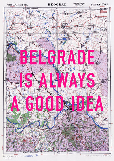 Belgrade Retro Pop Art Map Print (portrait) - Magic Posters