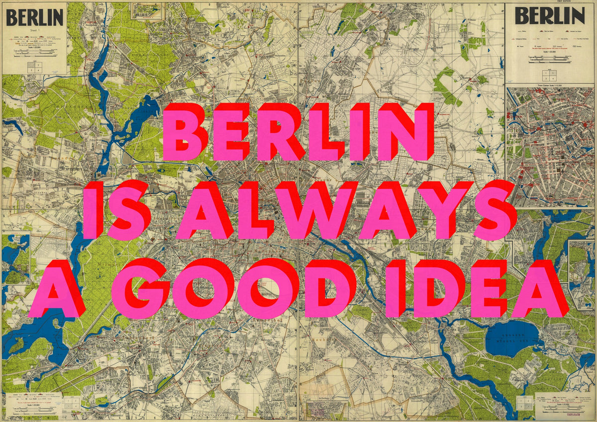 Berlin Retro Pop Art Map Print (landscape)