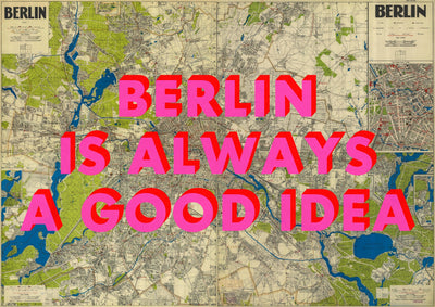 Berlin Retro Pop Art Map Print (landscape)