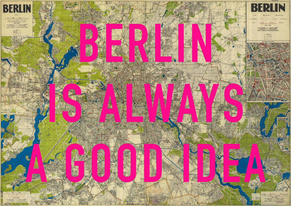 Berlin Retro Pop Art Map Print (landscape)