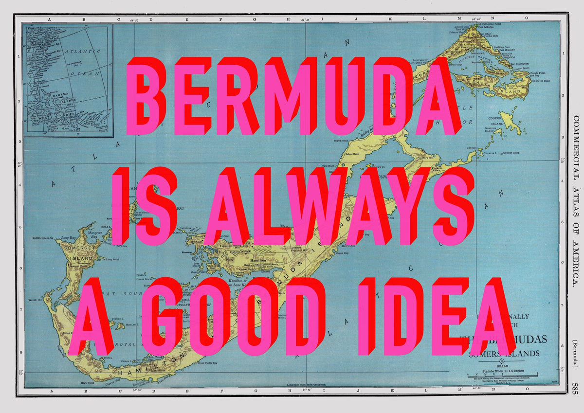 Bermuda Retro Pop Art Map Print (landscape) - Magic Posters