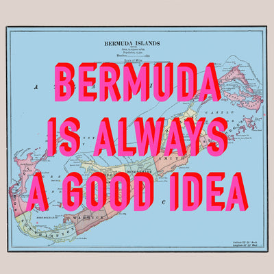 Bermuda Retro Pop Art Map Print (square) - Magic Posters