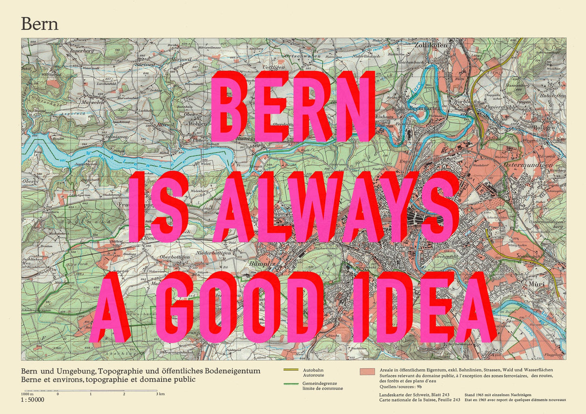 Bern Retro Pop Art Map Print (landscape) - Magic Posters