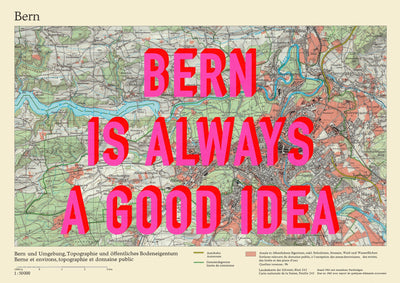 Bern Retro Pop Art Map Print (landscape) - Magic Posters