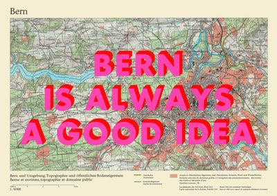 Bern Retro Pop Art Map Print (landscape) - Magic Posters