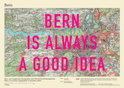 Bern Retro Pop Art Map Print (landscape) - Magic Posters