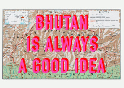Bhutan Retro Pop Art Map Print (landscape) - Magic Posters