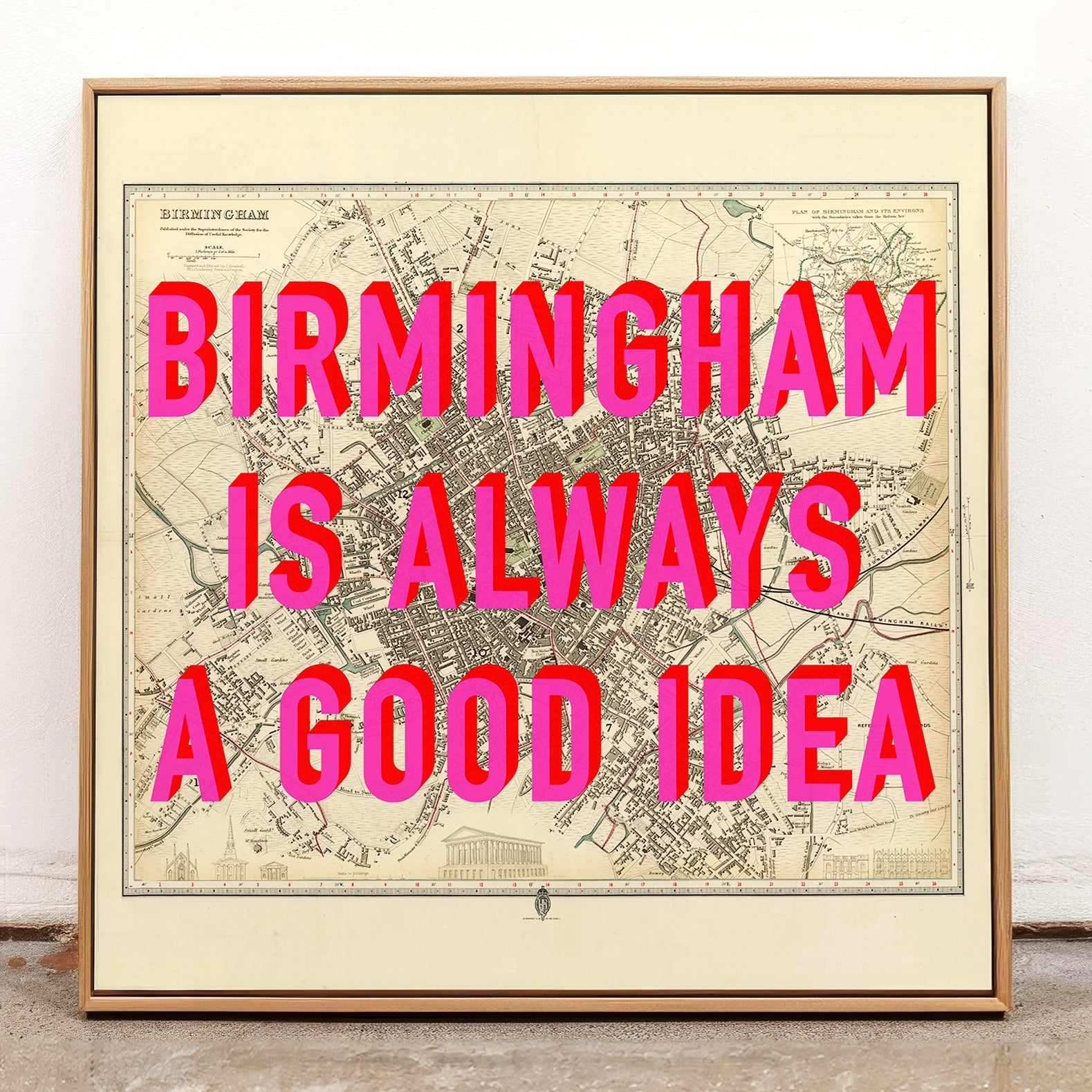 Birmingham Retro Pop Art Map Print - Magic Posters