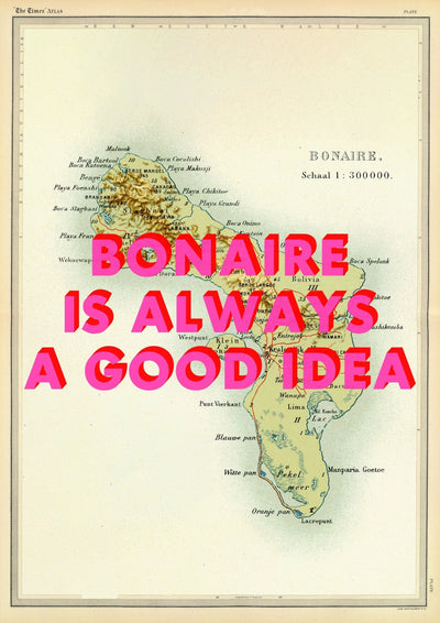Bonaire Retro Pop Art Map Print (portrait)