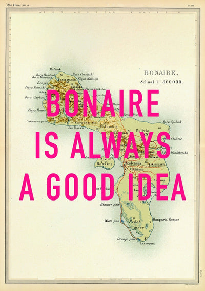 Bonaire Retro Pop Art Map Print (portrait)
