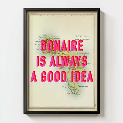 Bonaire Retro Pop Art Map Print (portrait) - Magic Posters
