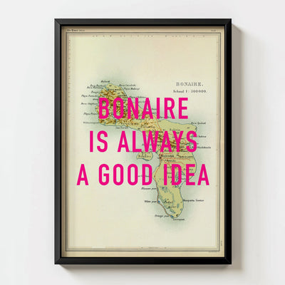 Bonaire Retro Pop Art Map Print (portrait) - Magic Posters