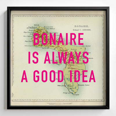 Bonaire Retro Pop Art Map Print (square) - Magic Posters