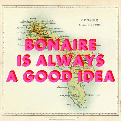 Bonaire Retro Pop Art Map Print (square)
