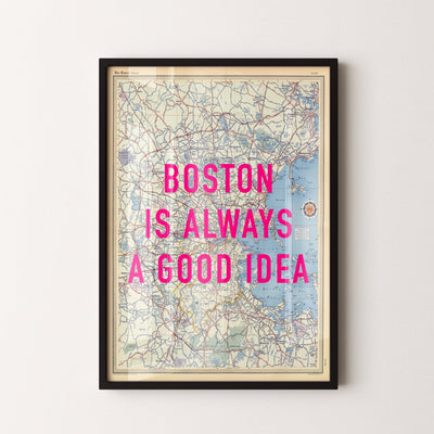 Boston Retro Pop Art Map Print - Magic Posters