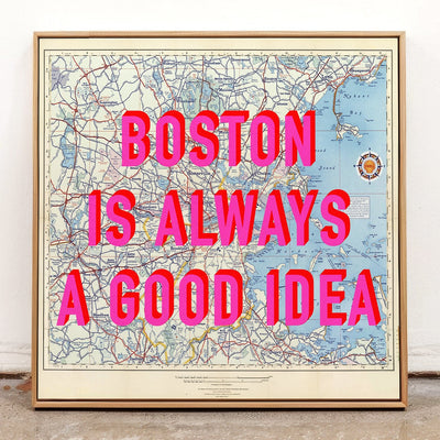 Boston Retro Pop Art Map Print (Square) - Magic Posters