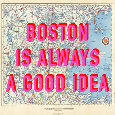 Boston Retro Pop Art Map Print (Square)
