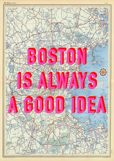 Boston Retro Pop Art Map Print